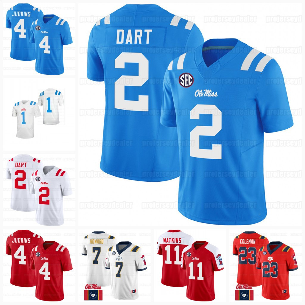 Hot Jaxson Dart New Ole Miss Rebels 2025 Eli Manning Football Jersey Quinshon Judkins Tre Harris Spencer Coleman Watkins Bentley IV Wade Trigg Metcalf