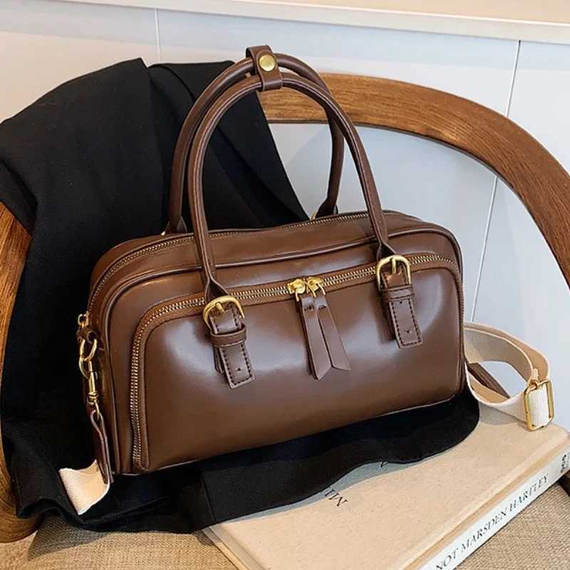 Vintage Handbags for Wen Pu Leather Tote Bags 2025 Y2K Ladies Shoder Bag Large Capacity Cmute Wide Strap Crossbody Bag Y251209