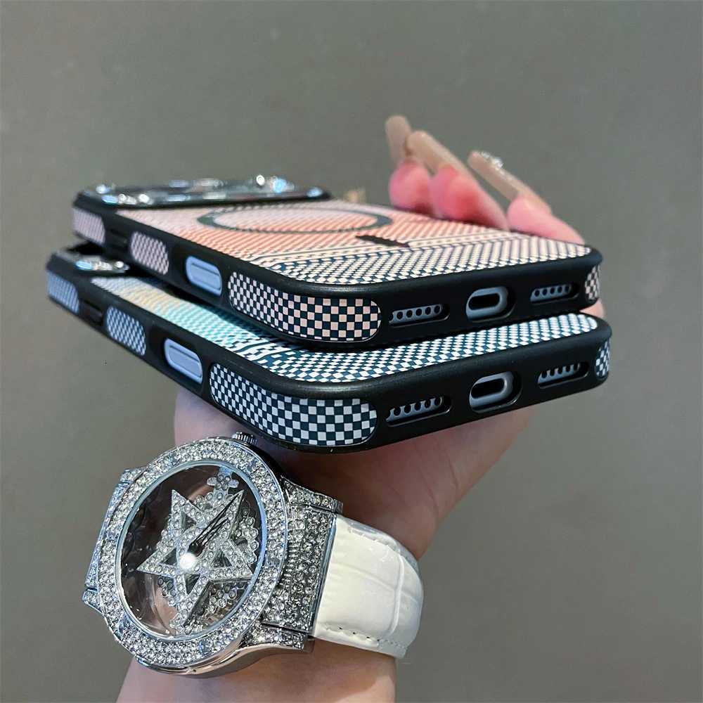 Slim Magnetic Striped Pattern Case for iPhone 17 Pro Max Air 16 15 14 13 12 11 for Shockproof tra Thin Colorf Cover C251209