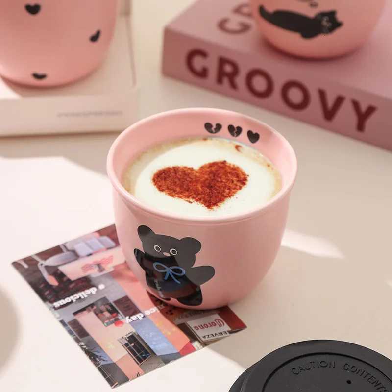 Cute and Portable Cup with Silicone Lid Hand-held Coffee Cup Girls Best Friend Water g Beautif Drinking Ceramic Cup H251209