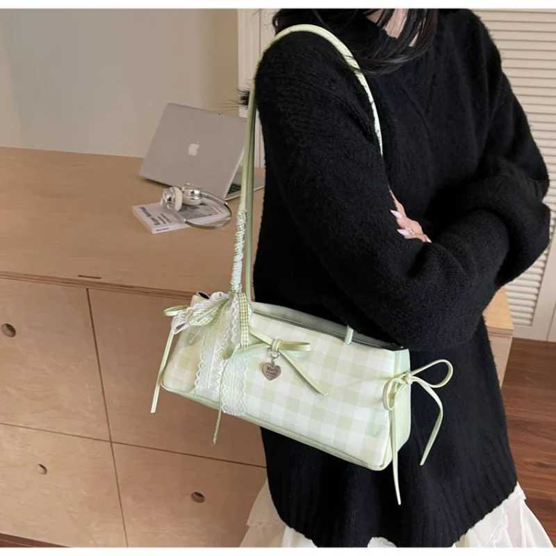 Exquisite High-grade Square Bag New Elegant Bow Ribb Handbag Fiable Hot-selling Plaid Ctrast Color Design Shoder Bags Y251209
