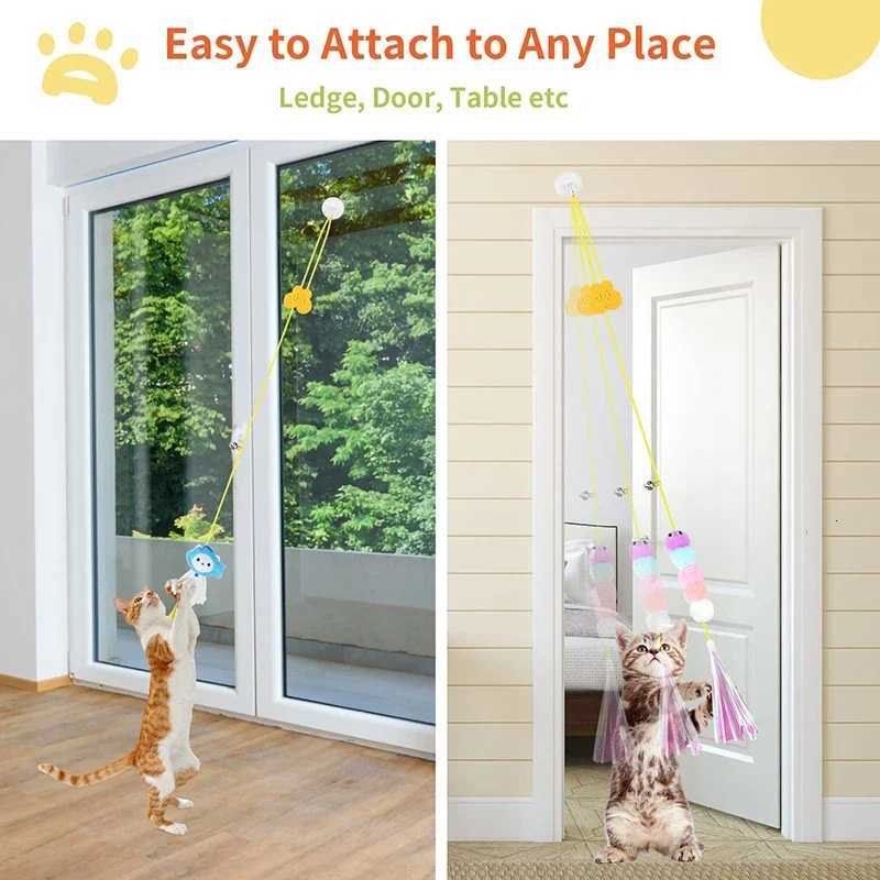 Cat Swing Toy - Elastic Sticky Disc Hanging Door Teaser with Long Rope for Active Kittens M251209