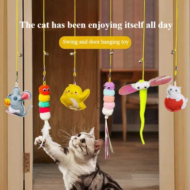 Cat Hanging Toy Independent Cat Teasing Elastic Rope Hanging Door Cat Teasing Stick Feather Teasing Cat Pet Teasing Cat Stick M251209