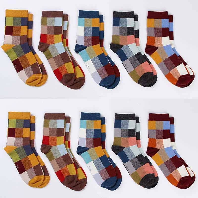 5 pairs/10 pairs of cotton mens short socks tight fitting socks fashionable colorful stripes square universal sizes 39-45T251209