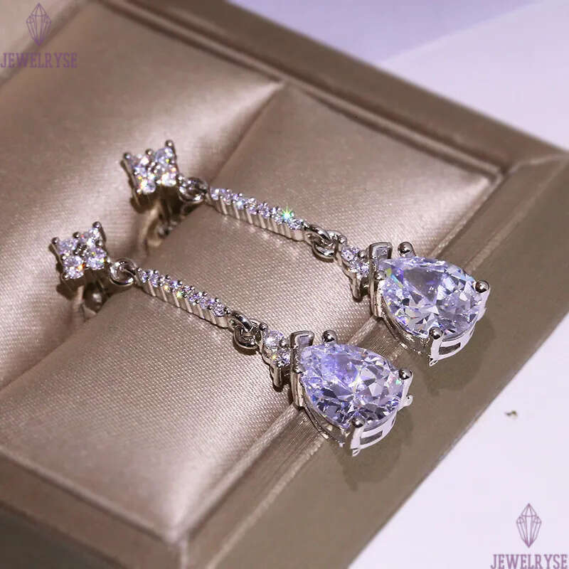 Shine cz zircon drop designer dangle earrings stud for women silver bling diamond crystal long tassel clover elegant earring earings ear rings jewelry