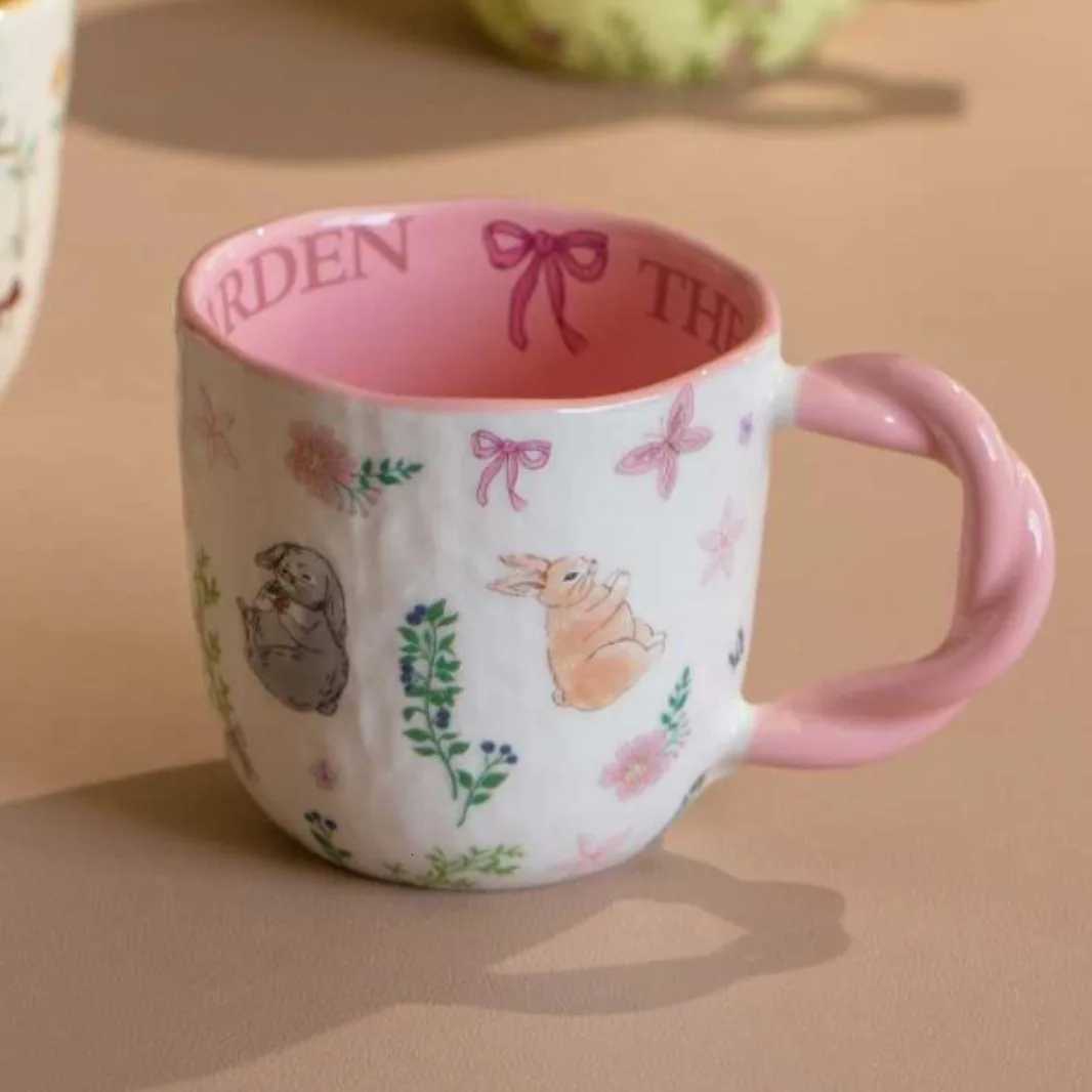 Fabric Texture Fairy T Forest gHe Off Fried Dough Twists Handle Cartoon Bear Ceramic CupBreakfast Milk Coffee Cup H251209