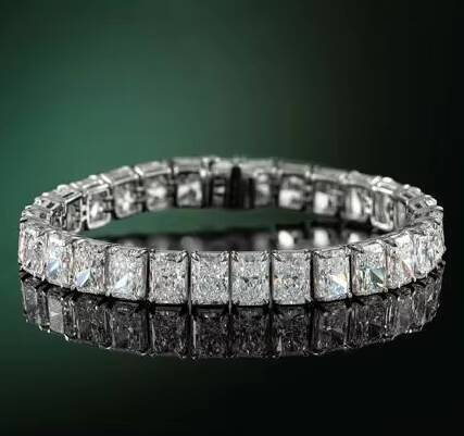IGI Certified Radiant Cut Diamond 14k White Gold Bracelet Customized Hip Hop Style for Men and Women As Gift