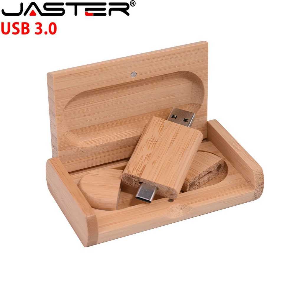 JASTER USB Flash Drive TYPE-C 2 in 1 Memory Stick 30 Wooden Pendrive 4GB 8GB 16GB 32GB 64GB 128GB Pen driveNo custi C251209