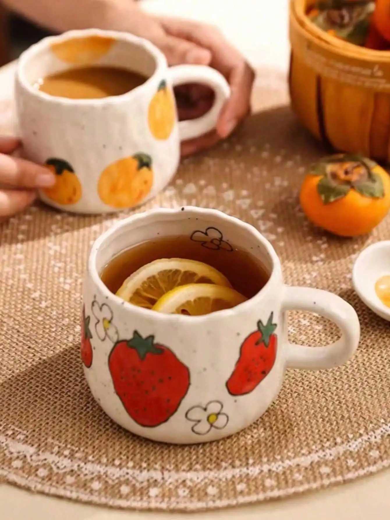 1 hand-painted ceramic coffee cup with fruit pattern perfect for he off nt gifts holiday gifts birthday gifts H251209