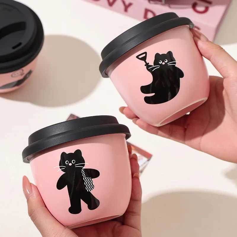 Cute and Portable Cup with Silicone Lid Hand-held Coffee Cup Girls Best Friend Water g Beautif Drinking Ceramic Cup H251209