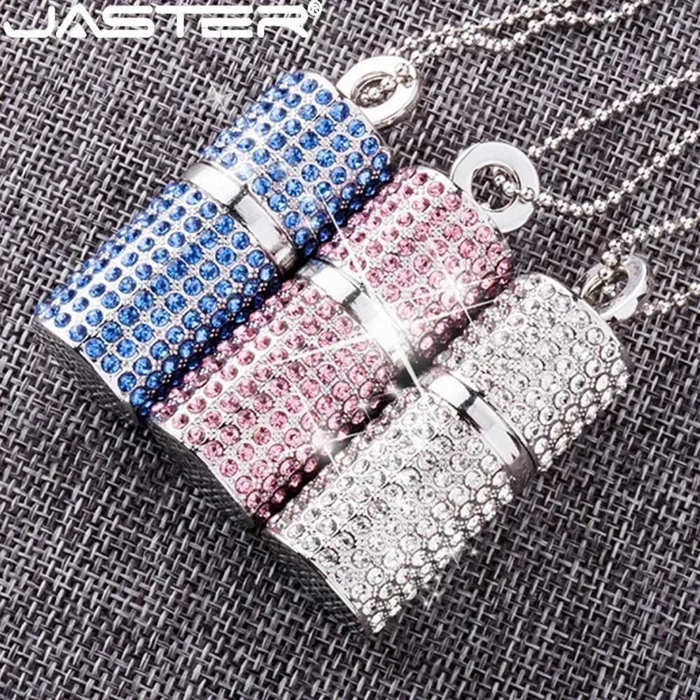 JASTER Crystal USB 20 Flash Drive 128GB Pen Drive 64GB e Memory Stick 32GB Crystal Necklace Birthday Gift C251209
