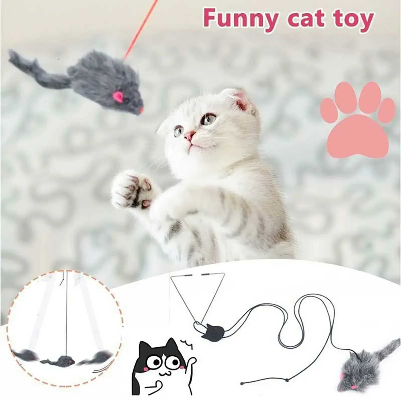 Door Hanging Cat Teasing Stick Pet Toys Retractable Long Line Mouse Interactive Toy Living Room Hanging Toys for Dog Cat M251209