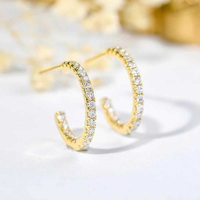 Huitan Simple Gold Color Loop Earrings Women Shiny Zirconia Jewelry for Daily Wear Teen Girls Versatile Fashion Accessories H260129