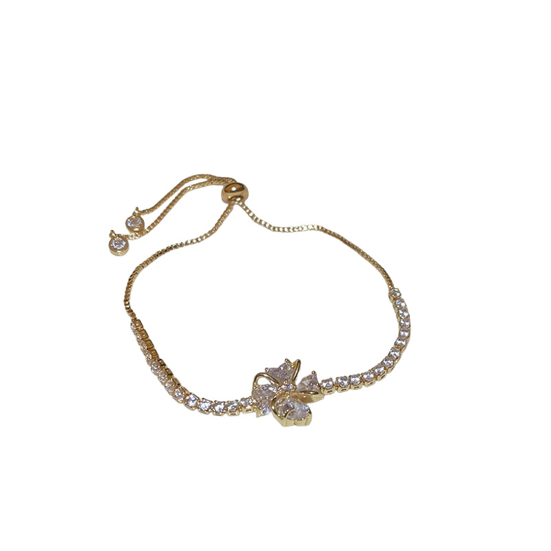 Zircon Simple Full Diamond Flower Exquisite Light Luxury Temperament Bracelet for Women New Retro High-end Feel Jewelry Wholesale