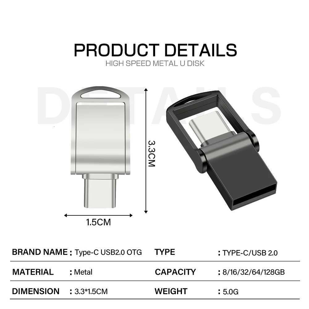 2in1 TYPE-C USB 20 Flash Drives 128GB 64GB OTG High Speed Pen Drive 32GB Mini Memory Stick Real Capacity Pendrive 16GB 8GB 4GB C251209