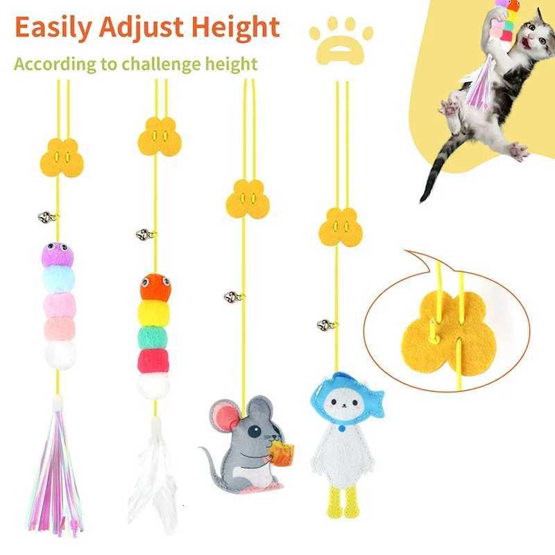 Cat Toy Hang on The Swing Hang on The Door Hang Elastic Feather Toy M251209