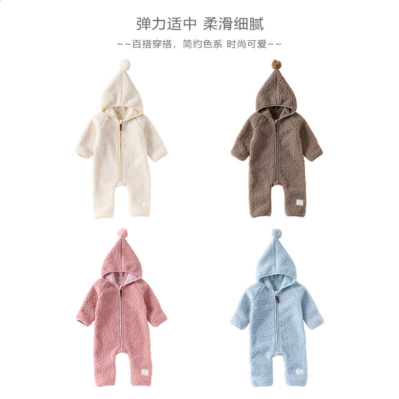 Infant Baby Rompers Winter Clothes Newborn Baby Boy Girl Knitted Sweater Jumpsuit raccoon Fur Hooded Kid Toddler Outerwear 201127