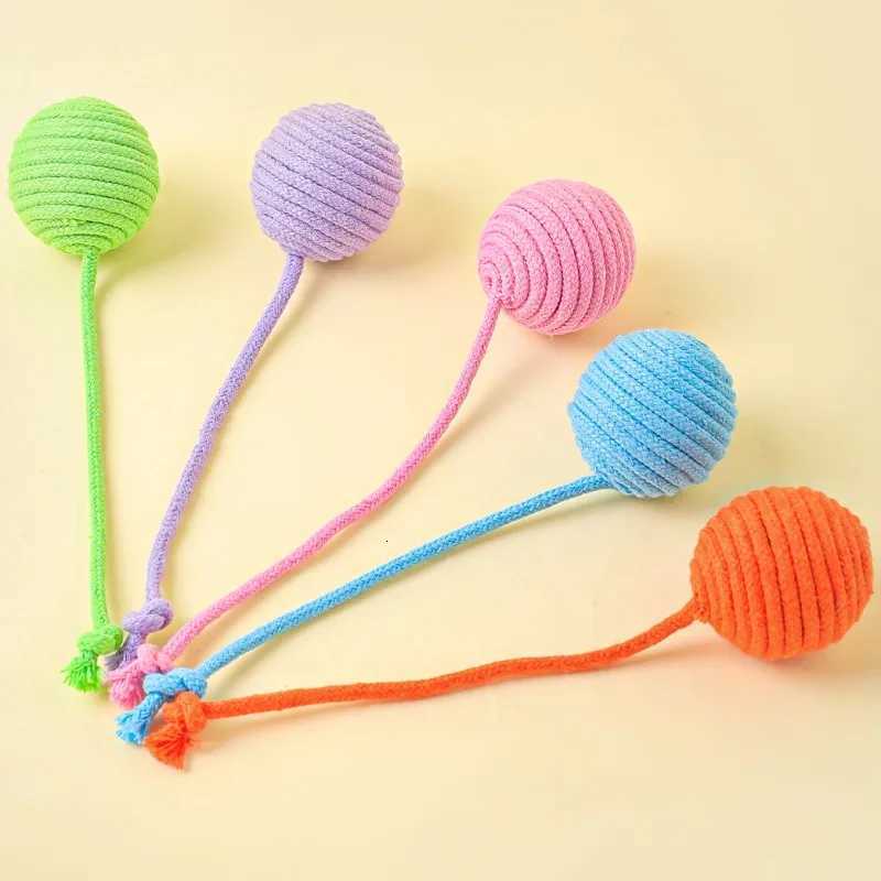 Cat Toy Cotton Ball Cat Toys Interactive Bite Resistant Knot Ropes Toy Dog Teeth Cleaning Colorful Ball Toys for Cats Grinding M251209