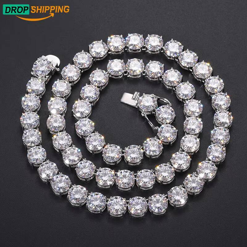 Dropshipping Fashion 2mm 3mm 4mm 10mm 925 Sterling Silver VVS Moissanite Diamond Sparkling Classic Tennis Chain Necklace
