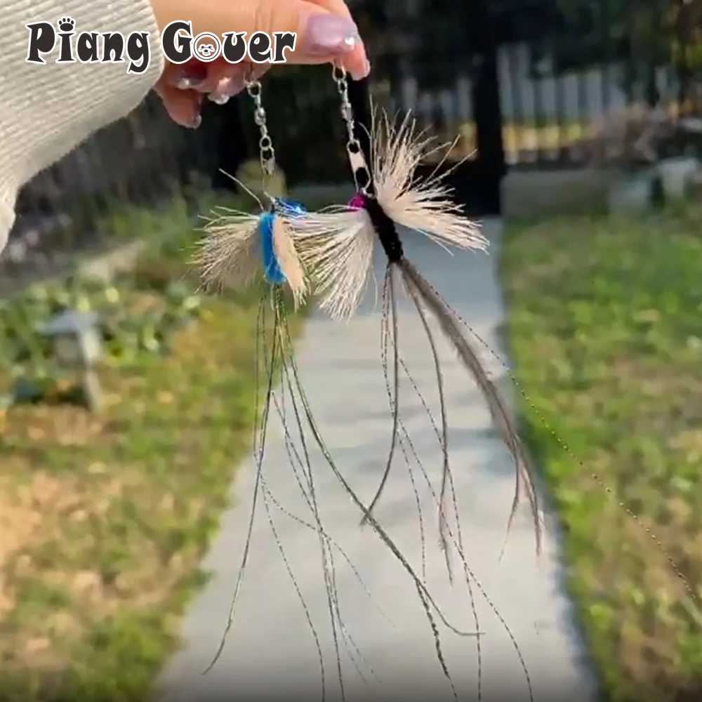 2pcs Blue Simulation Insect Cat Teaser Stick for Change Heads Cat Toys Tassel Pet Toy Supplies M251209