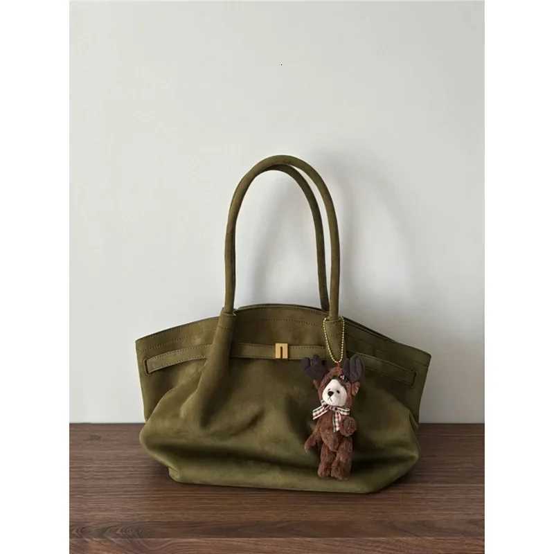 Green Handbag Wen Autumn Winter 2025 Versatile Single Shoder Underarm Bag Temperament Frosted Large Capacity Tote Bag Y251209