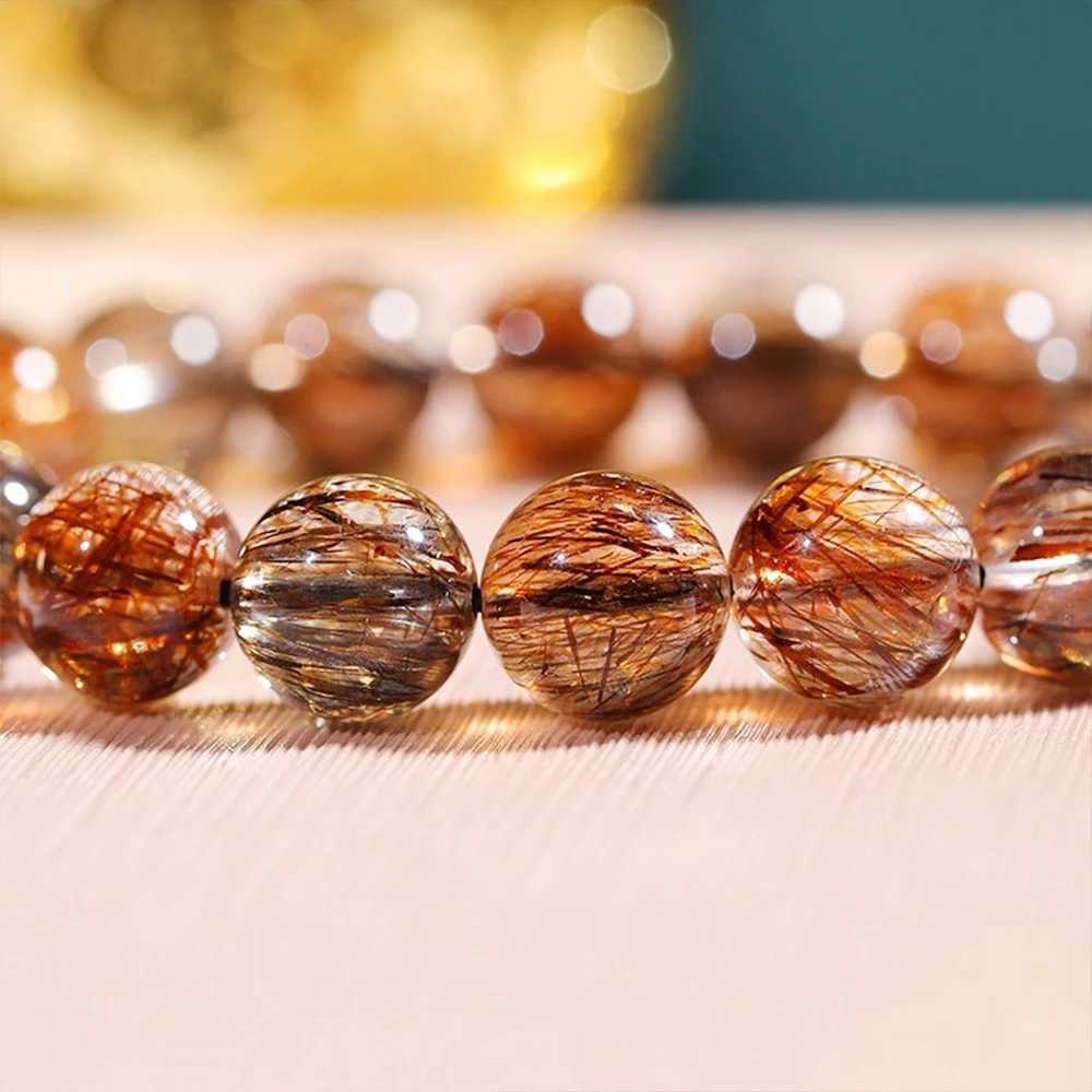 Natural Black Golden Super Seven Bracelet Hair Rutilated Bracelet Jewelry For Woman Crystal Round Beads Stone Stretch BraceletXJ251209