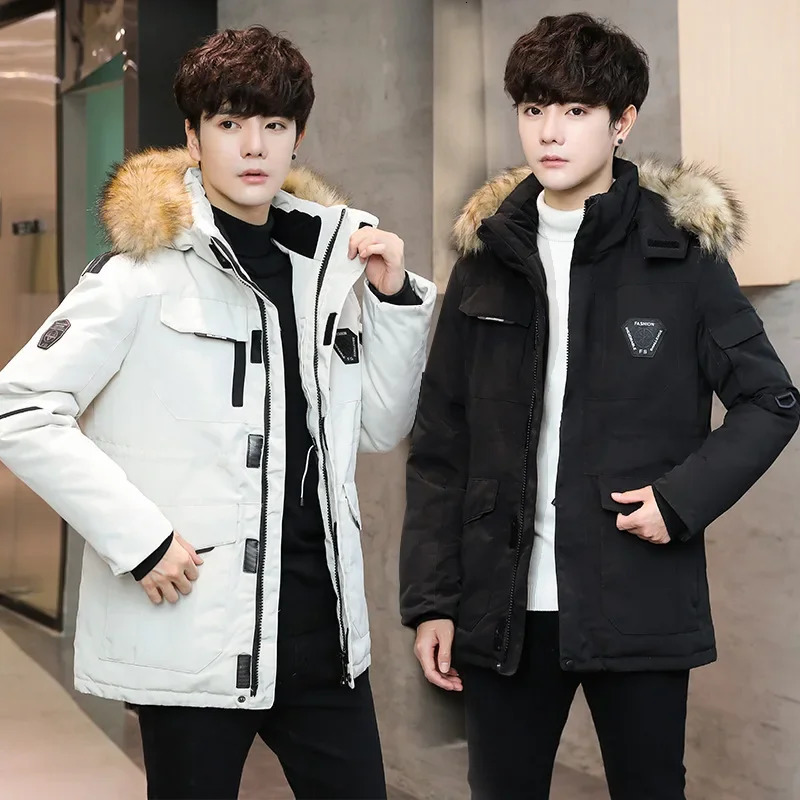 Mens Thermal Down Jacket Thick Puffer Men Coat High Quality Overcoat Winter Parka 90 White Duck Removable Cap y251205