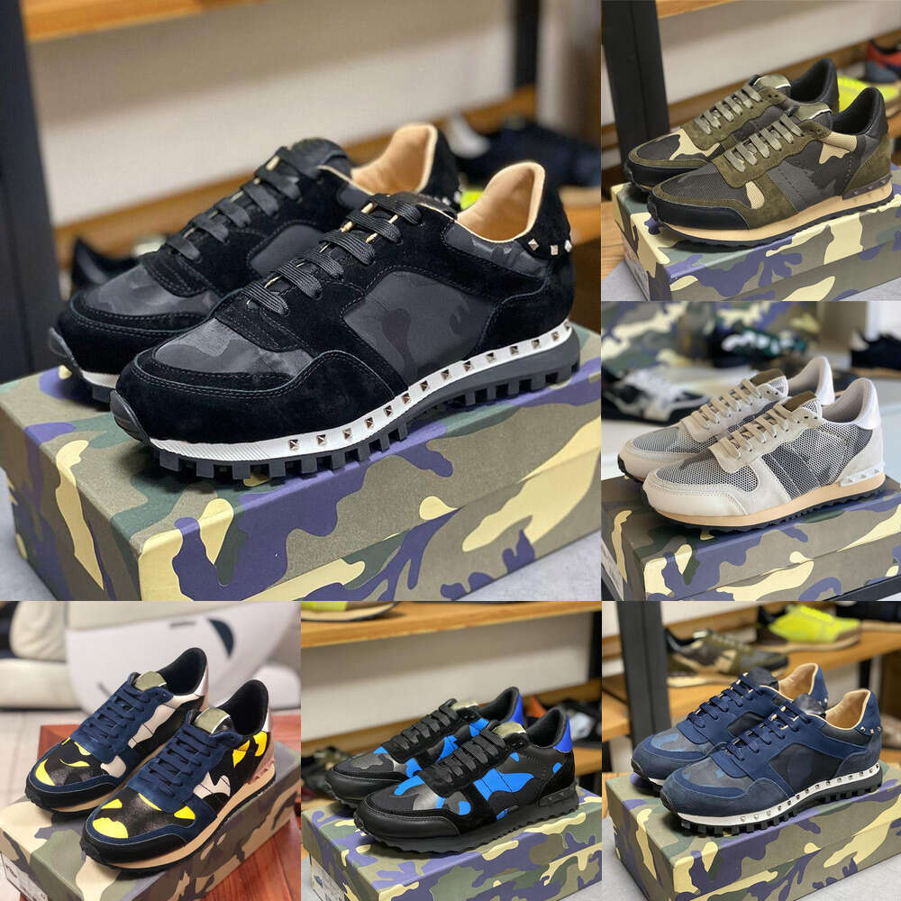 Designer mens shoe Mesh Camo Platform Trainer Suede Leather Trainers luxury Sneaker Stud Shoe Camouflage Sneaker dress office running sport outdoor athletic shoes