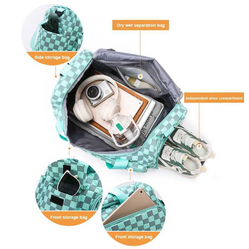 Fi Large Capacity Checkerboard Pattern Duffle Handbag Lightweight Travel Lage Storage Bag Portable Sports Fitness Bag Y251209