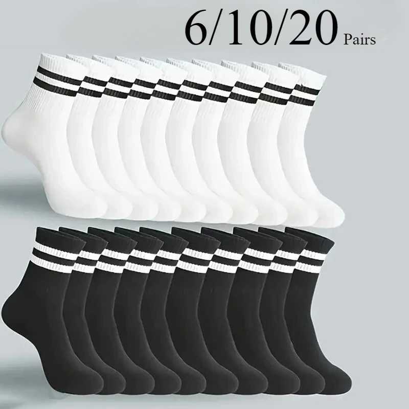 Men Women Striped Socks Fashion Color Soft Comfortable Sweat Absorbing Breathable Lovers Sports Style Casual Socks 6/10/20 PairsT251209