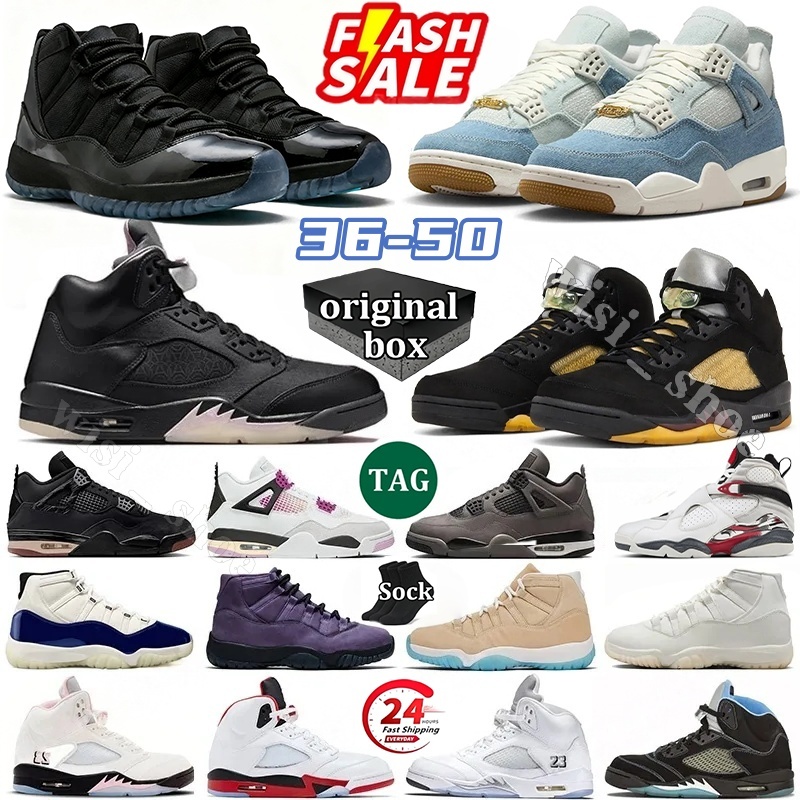 With Box Designer Basketball Shoes 4s 5s 11s With Box LegendBlue Gamma Blue H-Town Black Cat White Cement Fire Red Medium Soft Pink Mens Womens Outdoor Sports Shoes