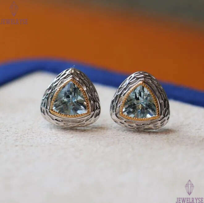 S925 sterling silver triangle geometry designer earrings for women cute lovely blue crystal shine cz zircon girls charms earring earings ear rings jew