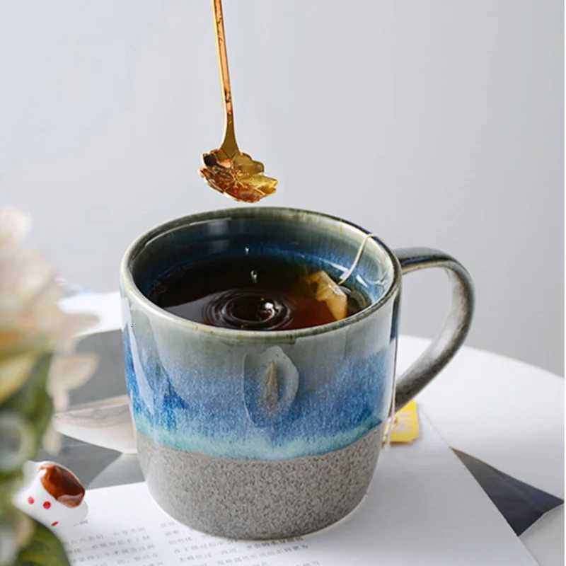 350Ml Ceramic Milk Coffee Breakfast gs Gradual Change Starry Cerative Retro g Tea Off Water Cup Ju Beer Cups Drinkware H251209