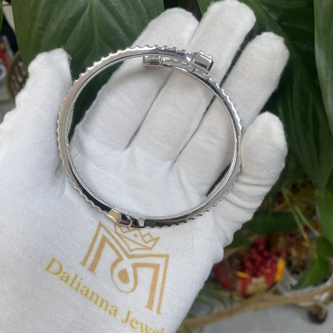 Custom Vvs Iced Out Cuban Link Fine Jewelry Open Bracelets Bangles Silver 925 Sterling Moissanite Bracelets and Bangles