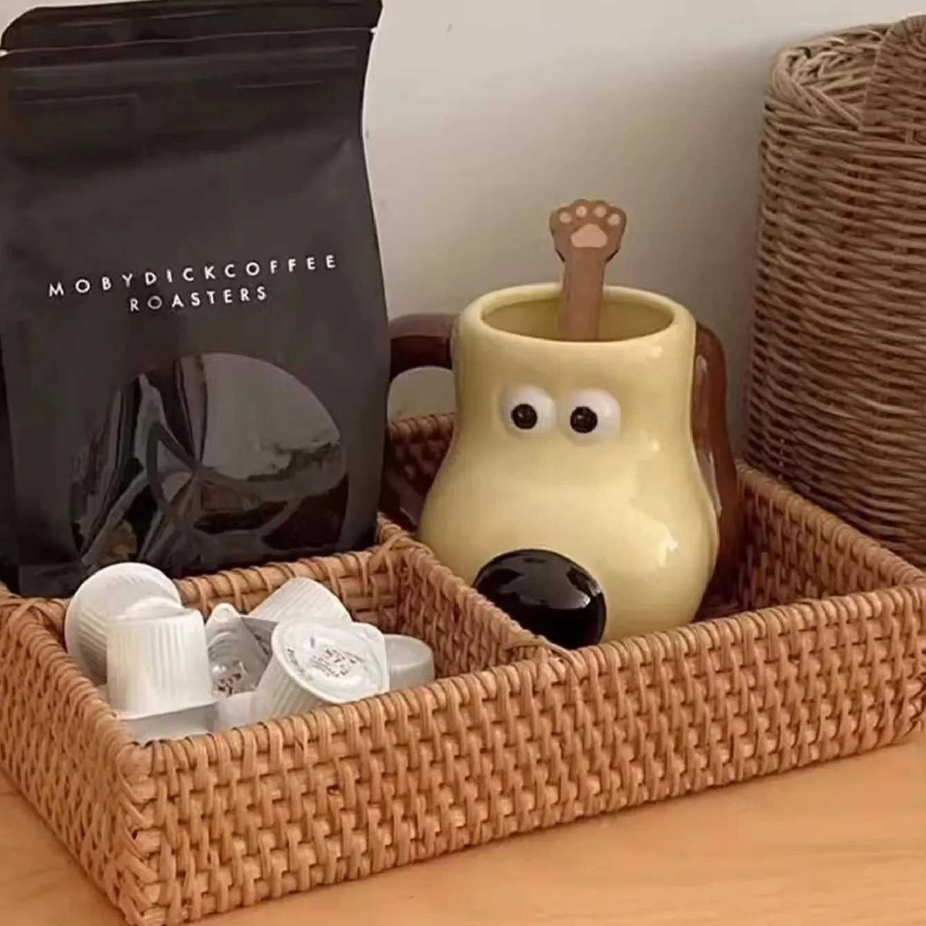 A 520ml large capacity paw dog ceramic g cartoon creative coffee cup off drinking cup household cup suitable for childrens H251209
