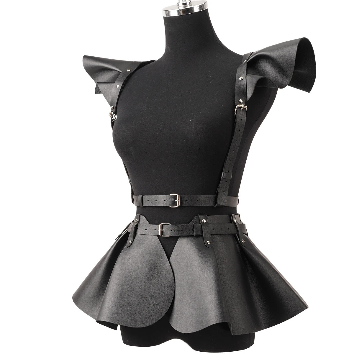 Leather Skirt Womens Belts Fashion Harness Belt Skirt With Ruffle Hem Gothic Style Waist Shoulder Belt Clothing Accessory 251111 - view 3