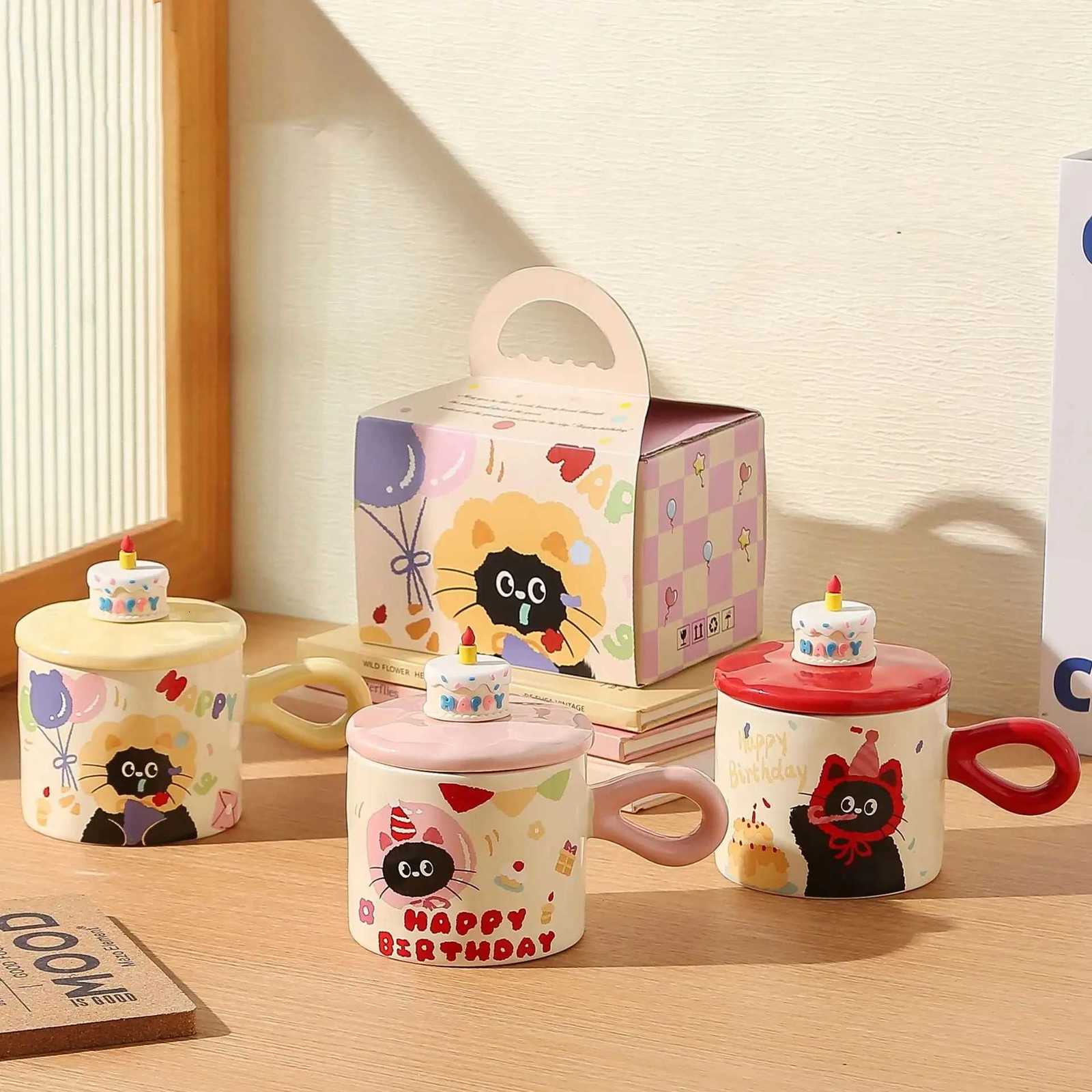Cartoon cat Cute ceramic g couple water cup high-value gift box souvenir birthday gift breakfast cup H251209