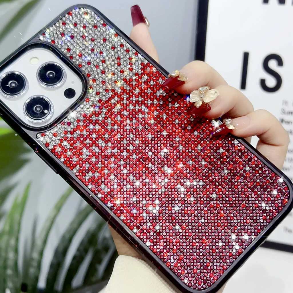 BlingBling Luxury Three Color Gradient Rhinestone Cover Case for iPhone 16 15 14 13 12 Pro Max Plus Phone Case C251209