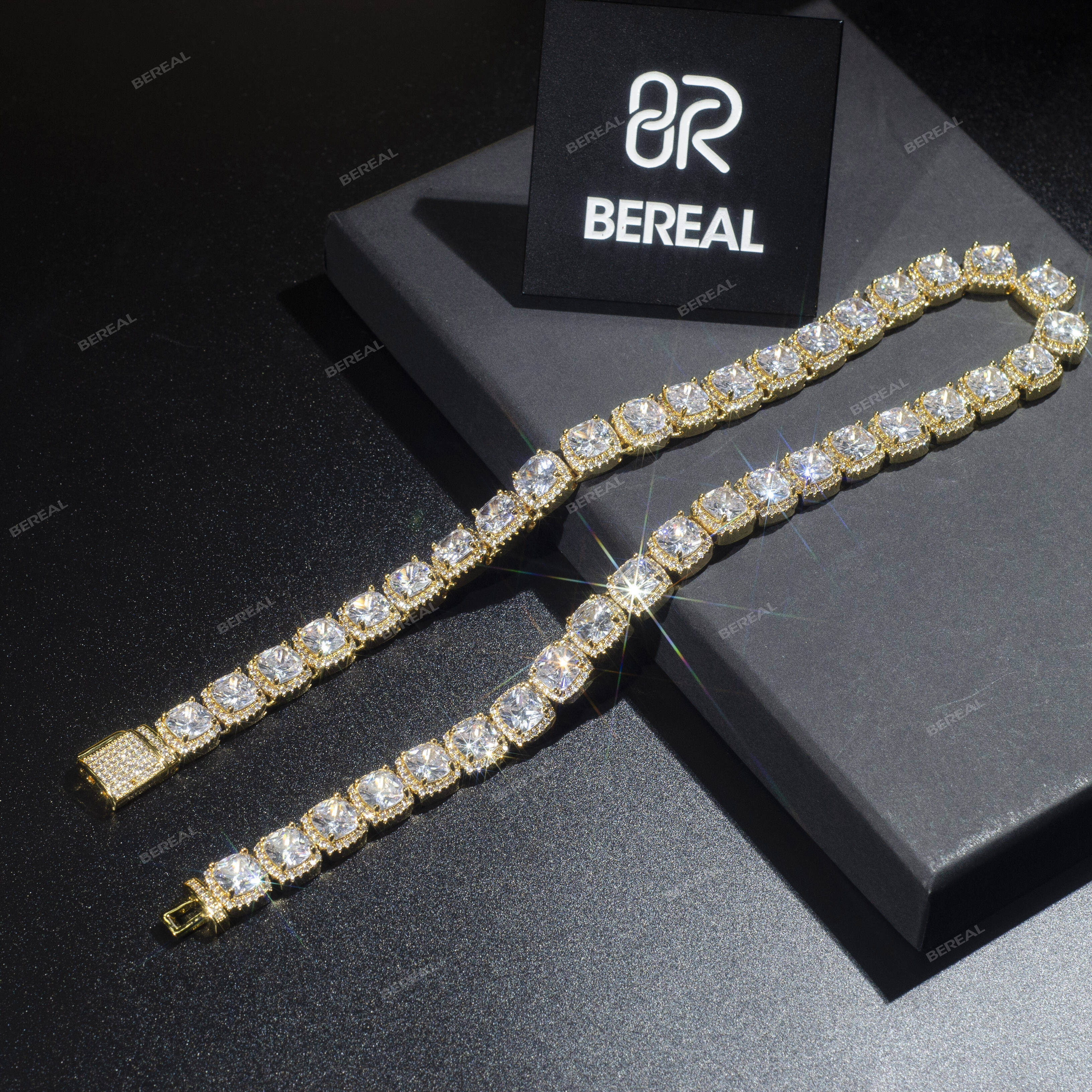 Gra Certified Cluster Moissanite Tennis Necklace Hot Selling Yellow Gold 925 Sterling Silver Diamond Tennis Chain Jewelry