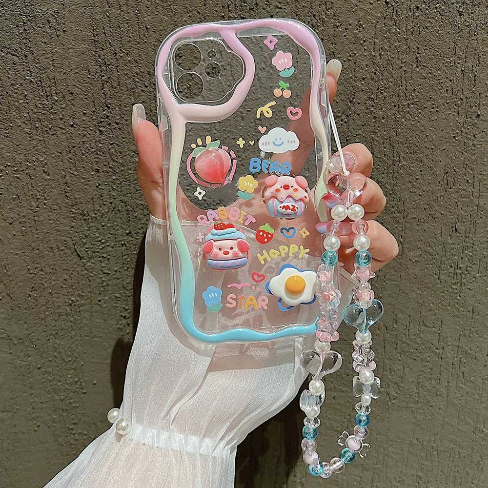 Cute 3D Pig Bracelet Wrist Chain Lanyard Clear Soft Phone Case For iPhone 17 16 13 14 15 Pro Max 11 12 XR XS X 7 8 Plus SE Cover C251209