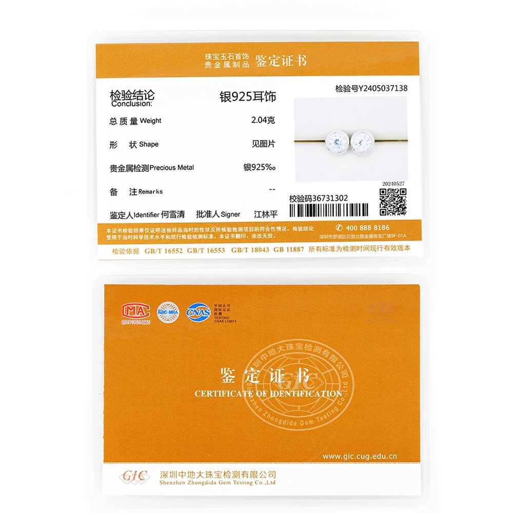 Lnngy 925 Sterling Silver Stud Earring D-Color 5mm 65mm Round Cut Bezel Moissanite Simple Bubble Earrings For Women Jewelry K251209 H260202