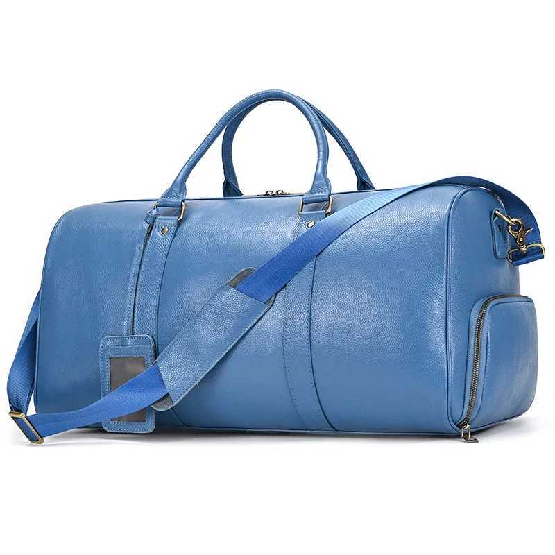 Natural Cowskin Travel Bags Waterproof Mens Leather Overnight Bag Handbag For Plane Lage Men M Weekend Bag Business 55cm Y251209
