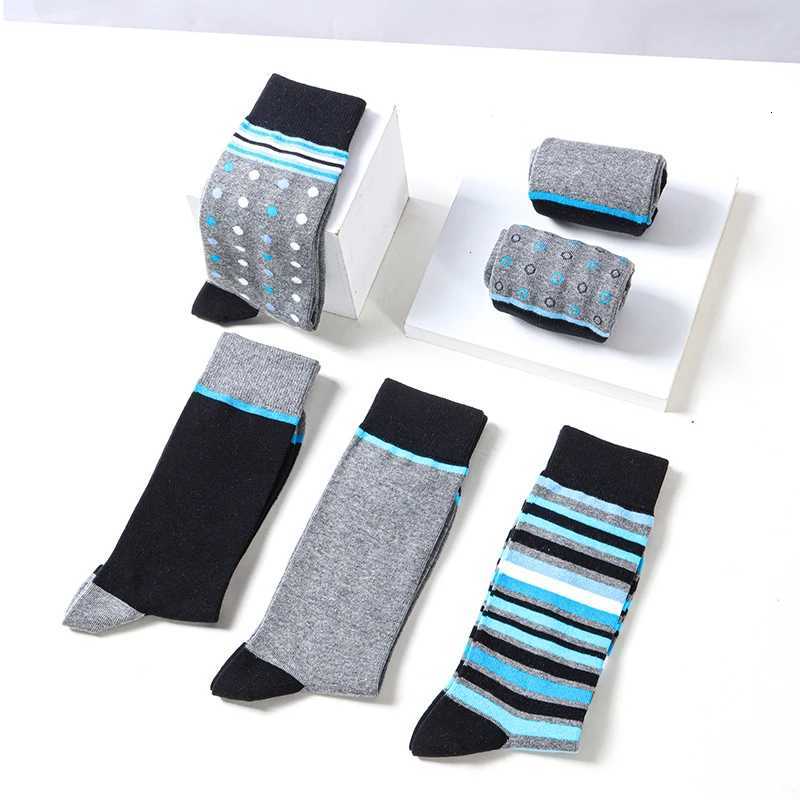 6 Pairs Mens Business Socks High Quality Cotton Soft Casual Brand Stripe Black Plus Size Gentleman Plus Size Male Dress SockT251209