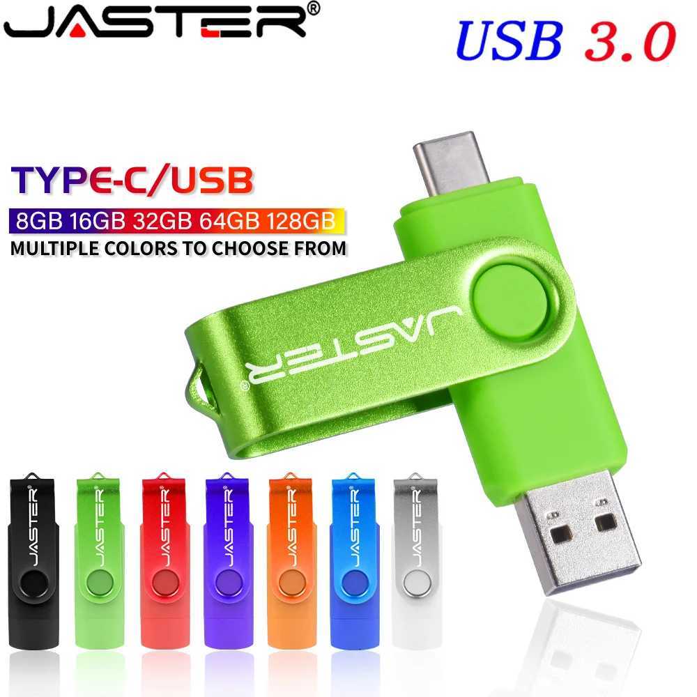 JASTER High Speed TYPE C USB Flash Drive 30 8GB 16GB 32GB 64GB 128GB Rotatindrive Cputer Mobile Phone Dual-Use U Stick C251209