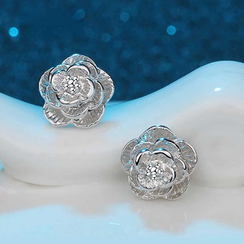 luxury Hot 925 Sterling Silver Pretty rose Flower stud Earrings for Women Fashion classic party wedding Jewelry Holiday gifts K251209 H260129