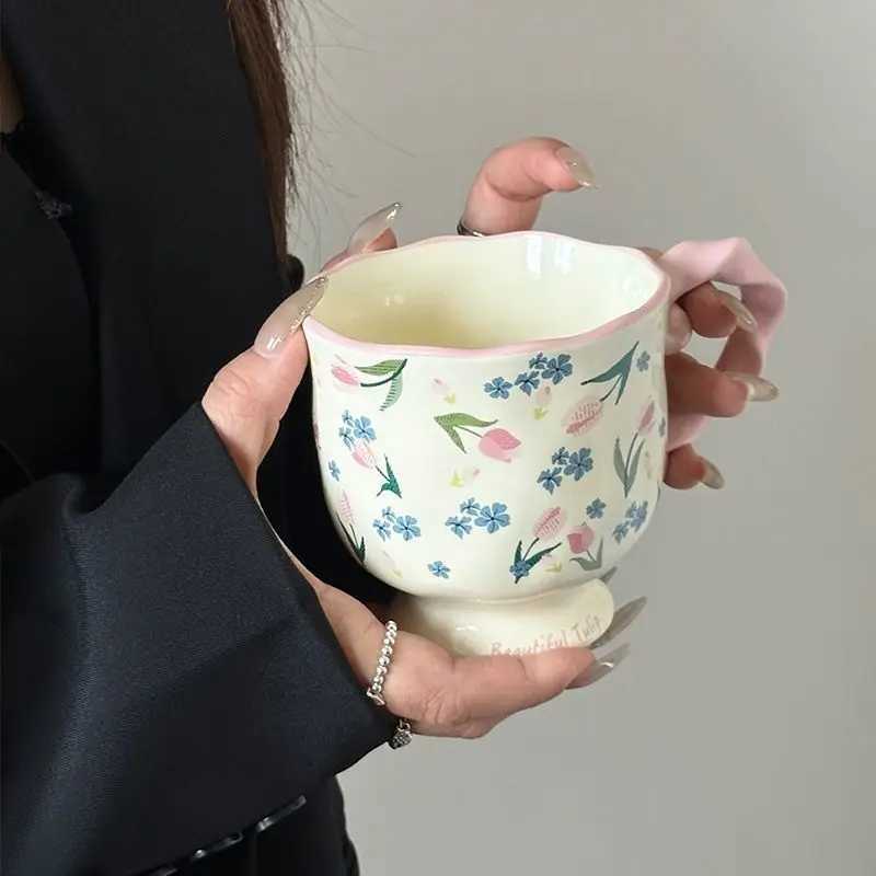 Floral Premium Ceramic Vintage g Ceramic He Coffee g High Appearance Ll Cup Birthday Gift gs Coffee Cups H251209