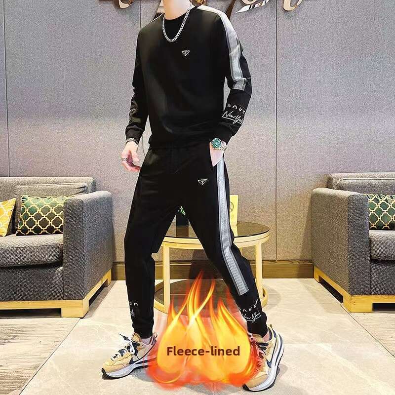 European High-End Design Brand Casual Suit For Men, Running Sportswear Two-Piece Set Trendy