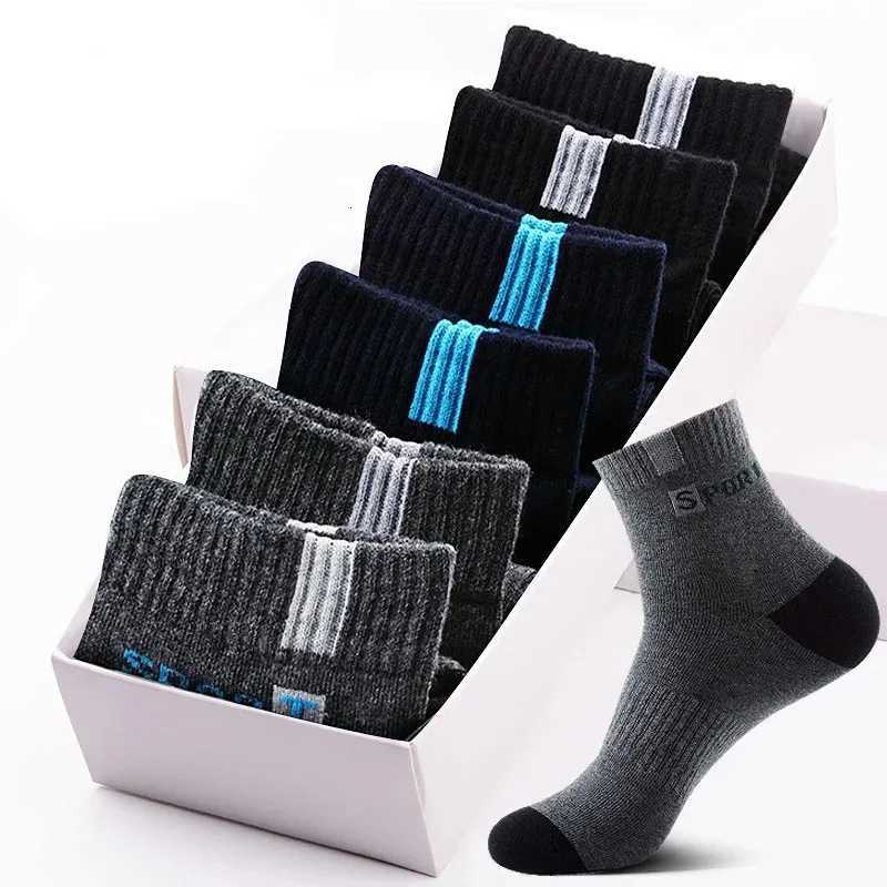 10/5/3pairs Breathable Con Sports Stockings Men Bamboo Fiber Autumn and Winter Men Socks Sweat Absorption Deodorant Business SoxT251209