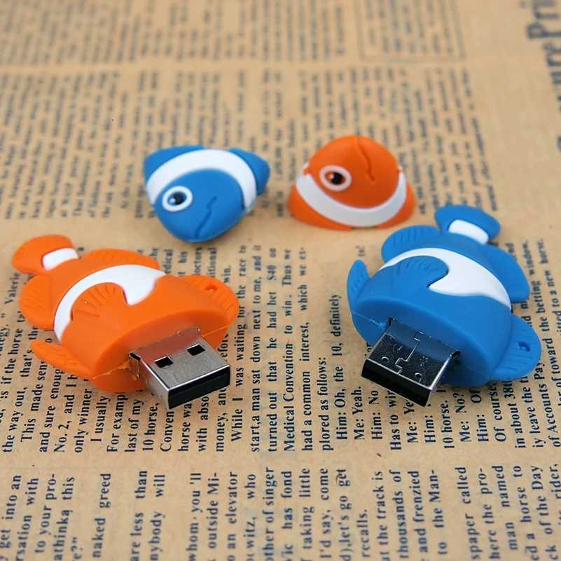 Pendrive 4GB USB 20 Flash Drive Cartoon Goldfish Pen Drive Usb Memory Stick Turtle Dolphin Shark 64GB Pen Drive C251209