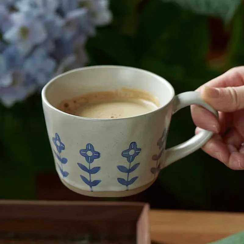Retro Ceramic g Coffee Cups He Breakfast Milk Cup Hand-painted Water gs Household Off Drinking Utensil Kitchen Gadgets H251209